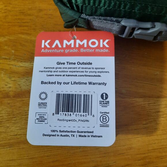 Kammok Roo Single 100"x50" Green Pine Hammock NWT - Picture 9 of 10